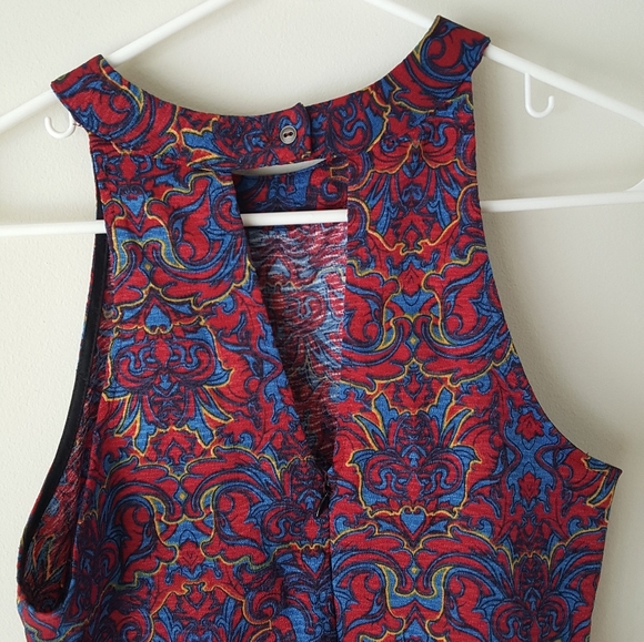 Red blue patterned racerback dress Lush size M - Picture 8 of 9